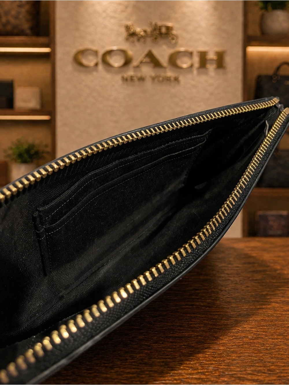 Coach Corner Zip Wristlet Brown Signature Canvas Vintage Mini Rose Print - Picture 3 of 4